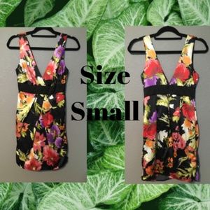 Floral Cocktail Dress Sleeveless Silk